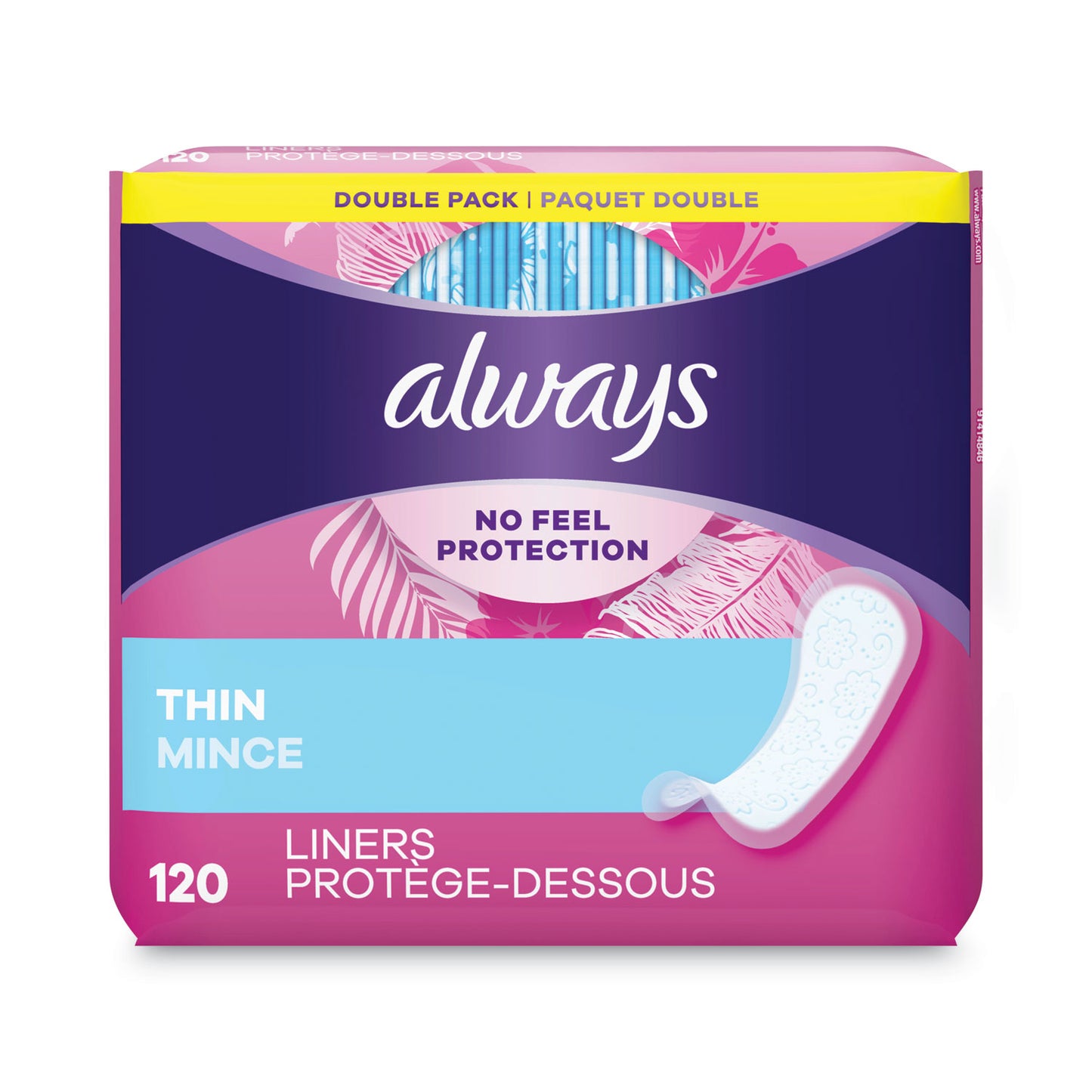 Always Thin Daily Panty Liners, Regular, 120/Pack (PGC10796PK)