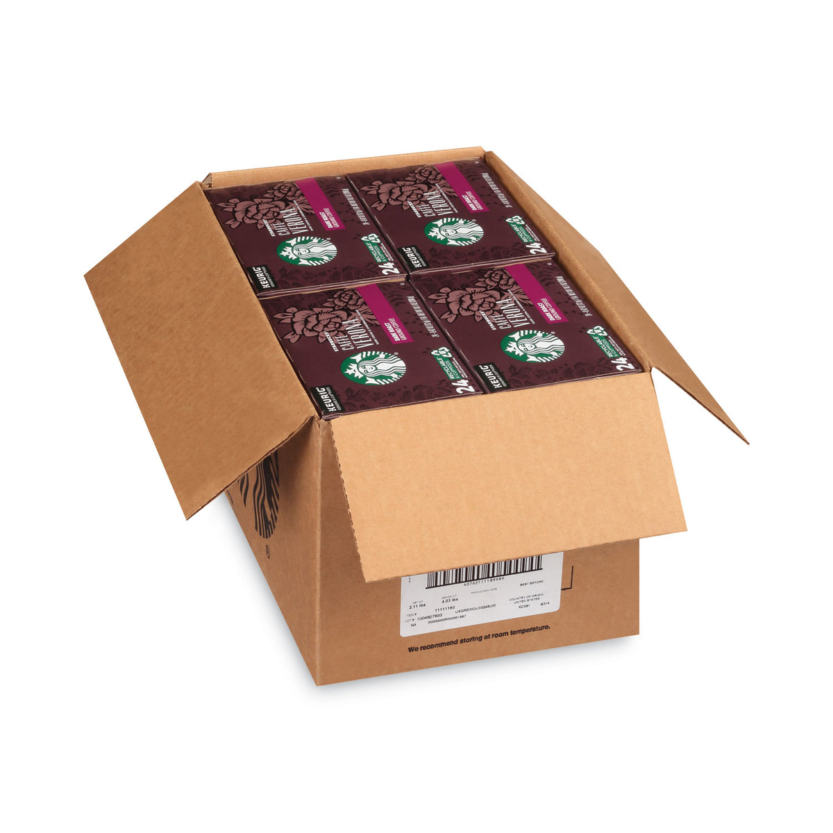 Starbucks Caffe Verona Coffee K-Cups Pack, 24/Box, 4 Boxes/Carton (SBK011111160CT)