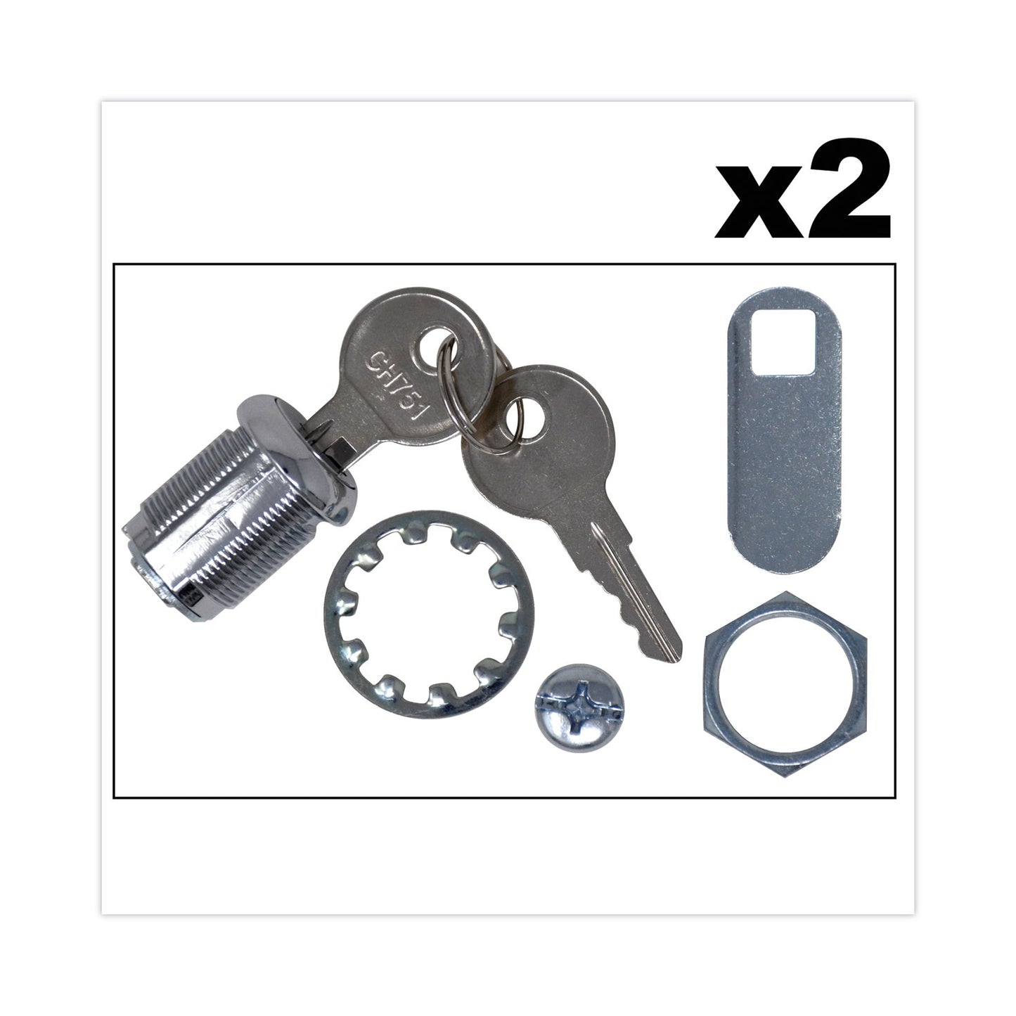 Rubbermaid Commercial Replacement Lock and Keys for Cleaning Carts, Silver (SGSFG9T73M20000)