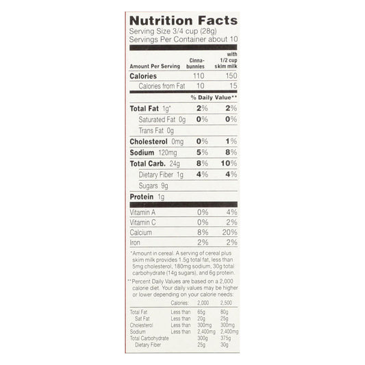 Annie's Homegrown Cereal Cinnabunnies - Case Of 10 - 10 Oz