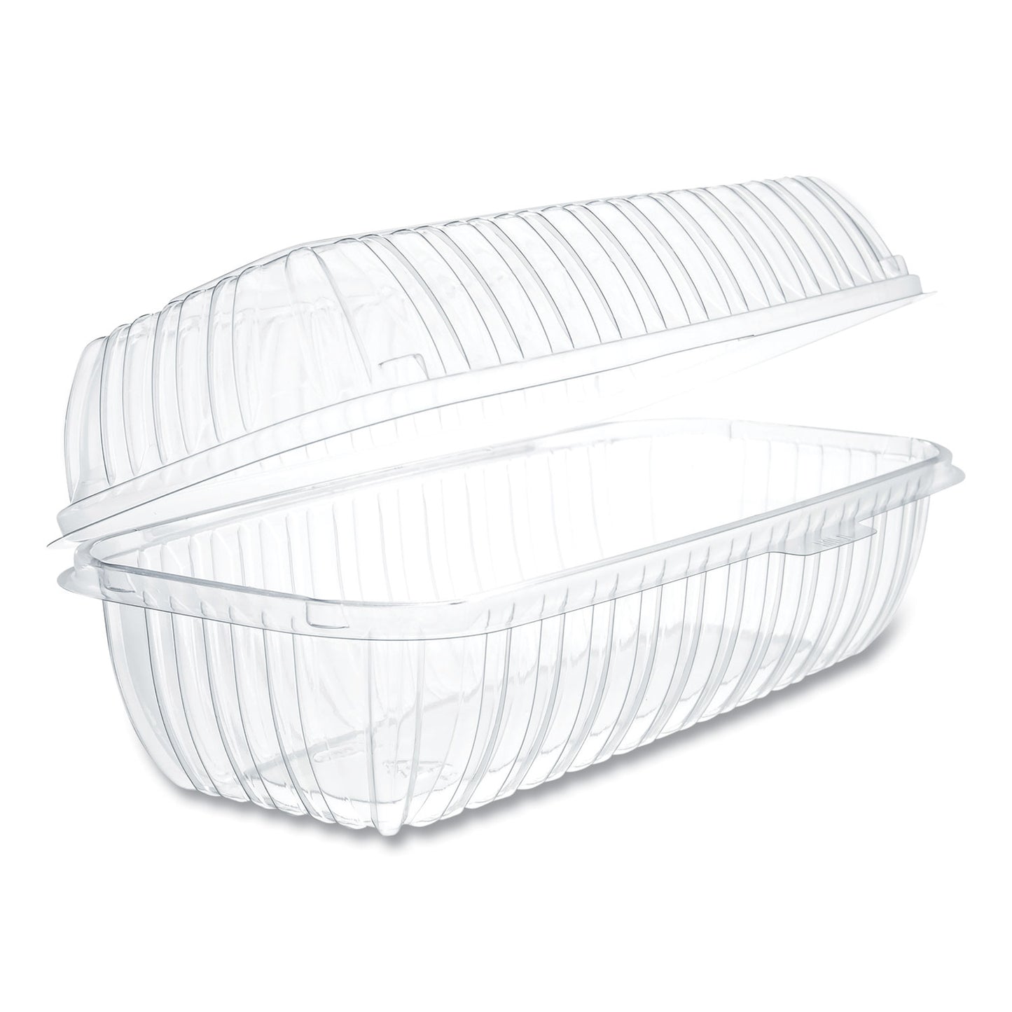 Dart Showtime Clear Hinged Containers, Hoagie Container, 29.9 oz, 5.1 x 9.9 x 3.5, Clear, Plastic, 100/Bag 2 Bags/Carton (DCCC99HT1)