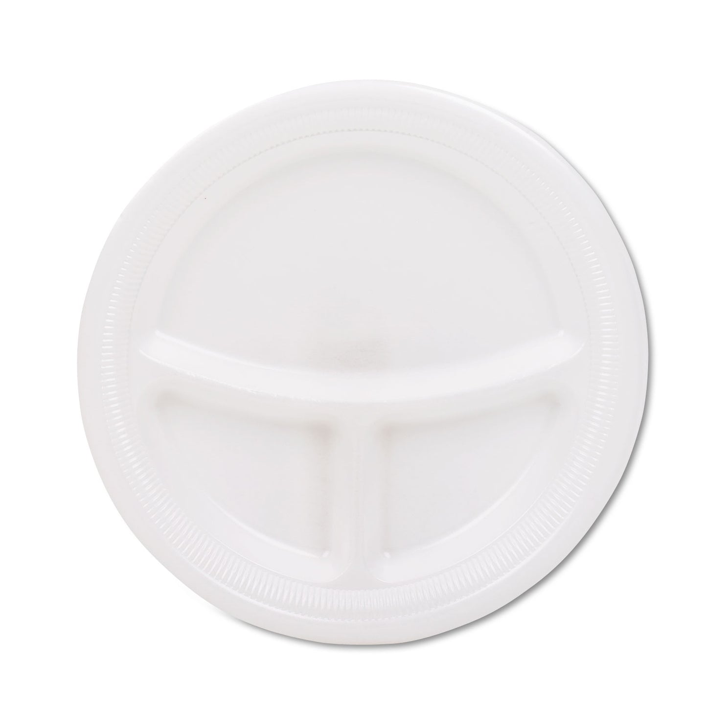 Dart Mediumweight Foam Plates, 3-Compartment Plate, 9" dia, White, 125/Pack (DCC9CPWQRPK)