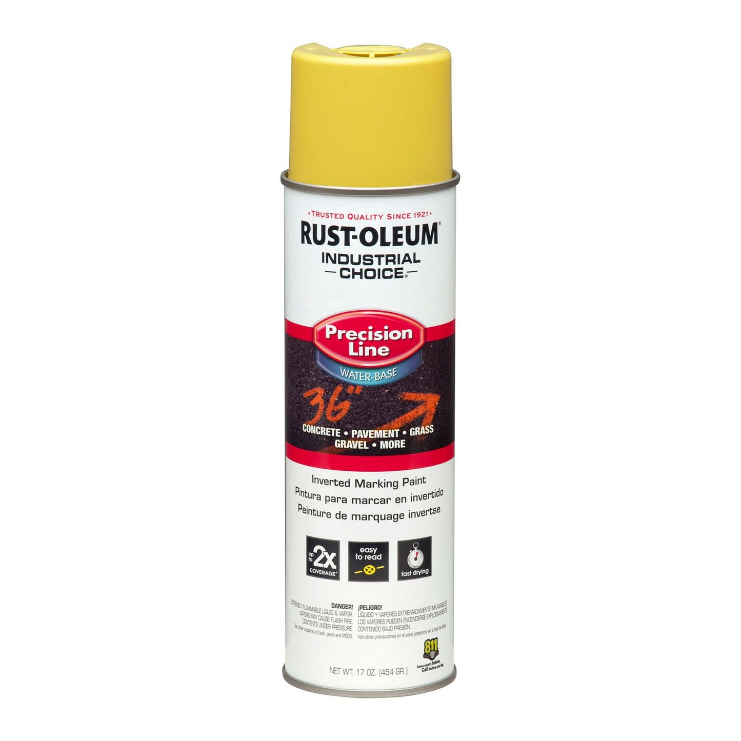 Rust-Oleum Industrial Choice Precision Line Marking Paint, Flat High-Visibility Yellow, 17 oz Aerosol Can, 12/Carton (RST203034CT)