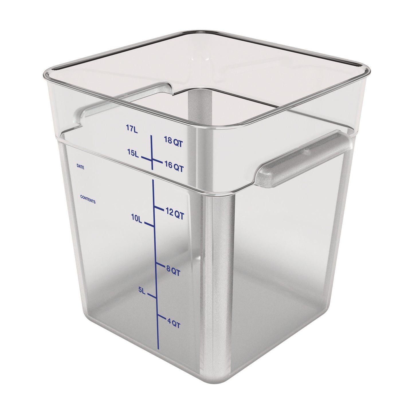 Carlisle Squares Polycarbonate Food Storage Container, 18 qt, 11 13 x 11.13 x 12.58, Clear, Plastic (CFS1195507)