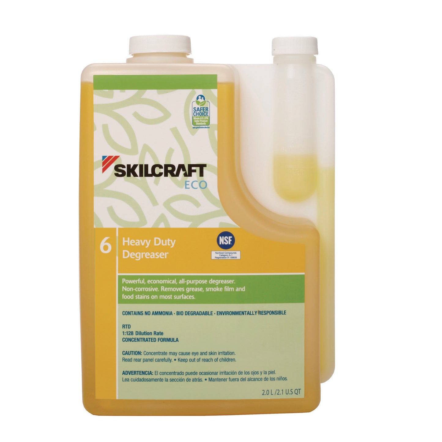 AbilityOne 7930017149189, SKILCRAFT ECO Heavy-Duty All-Purpose Degreaser Concentrate, 2 L Bottle, 4/Pack