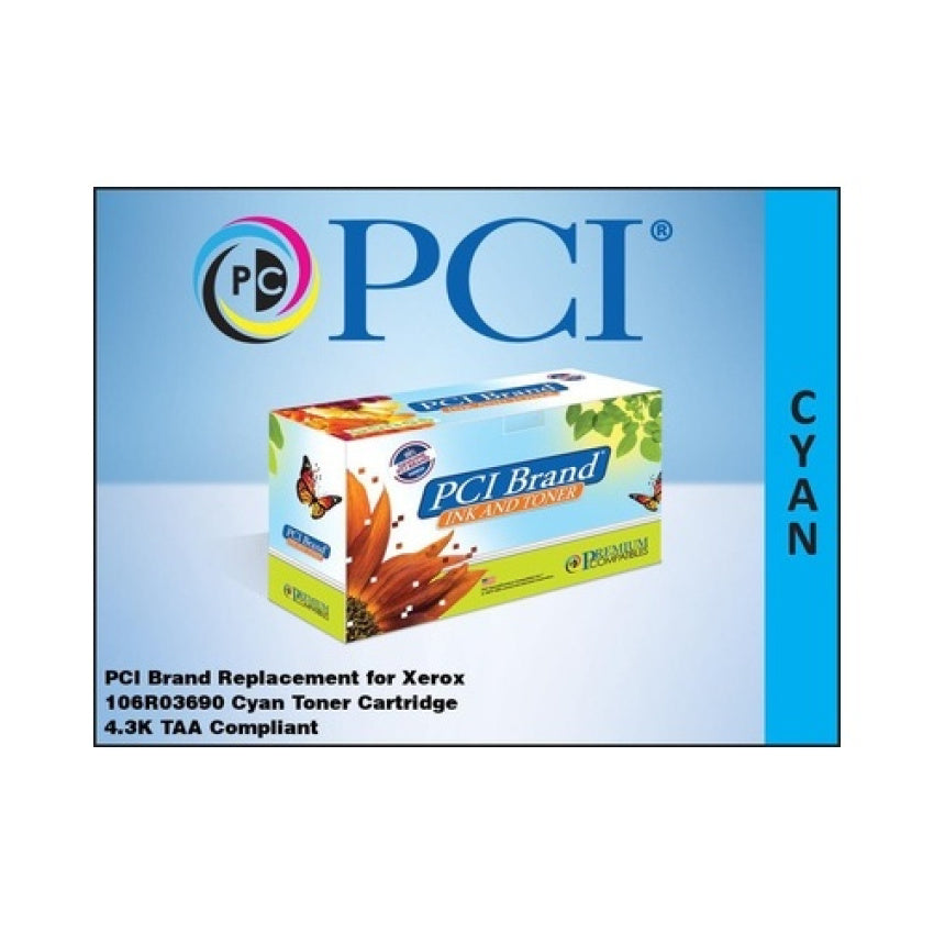 PCI Brand Xerox 106r03690 106r3690 Xxl Cyan Toner Cartridge 4.3k Yld For Xerox Phaser 6510, 6510dn, 6510dni, Xerox Workcentre 6515, 6515dn, 6515dni (106R03690PCI)