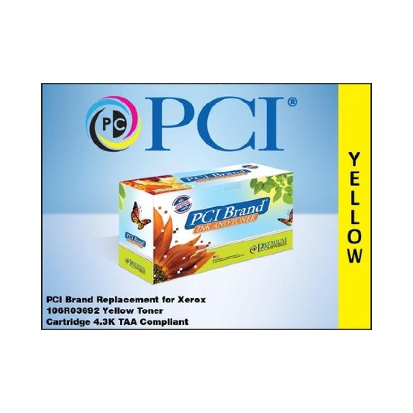 PCI Brand Xerox 106r03692 106r3692 Xxl Yellow Toner Cartridge 4.3k Yld For Xerox Phaser 6510, 6510dn, 6510dni, Xerox Workcentre 6515, 6515dn, 6515dni (106R03692PCI)