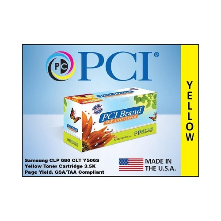 PCI Brand Eco-friendly Reman Samsung Clt-y506s Yellow Toner Cartridge 3.5k Pg Yld For Samsung Clp-680 Series, Samsung Clx-6260 Series, Su528a Magenta (CLTY506SPCI)