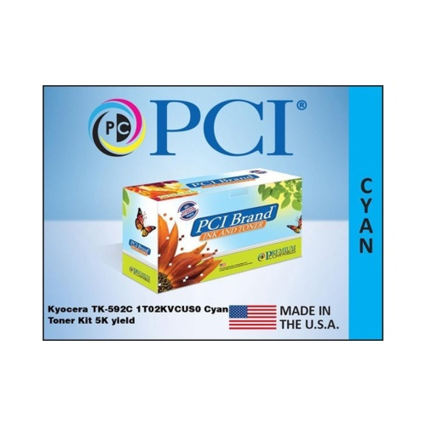 PCI Brand Compatible Kyocera Tk-592c 1t02kvcus0 Cyan Toner Cartridge 5k Yield For Kyocera Ecosys M6026/m6526/p6526/fs-c2626/fs-c5250 Made In Usa (TK592CPCI)