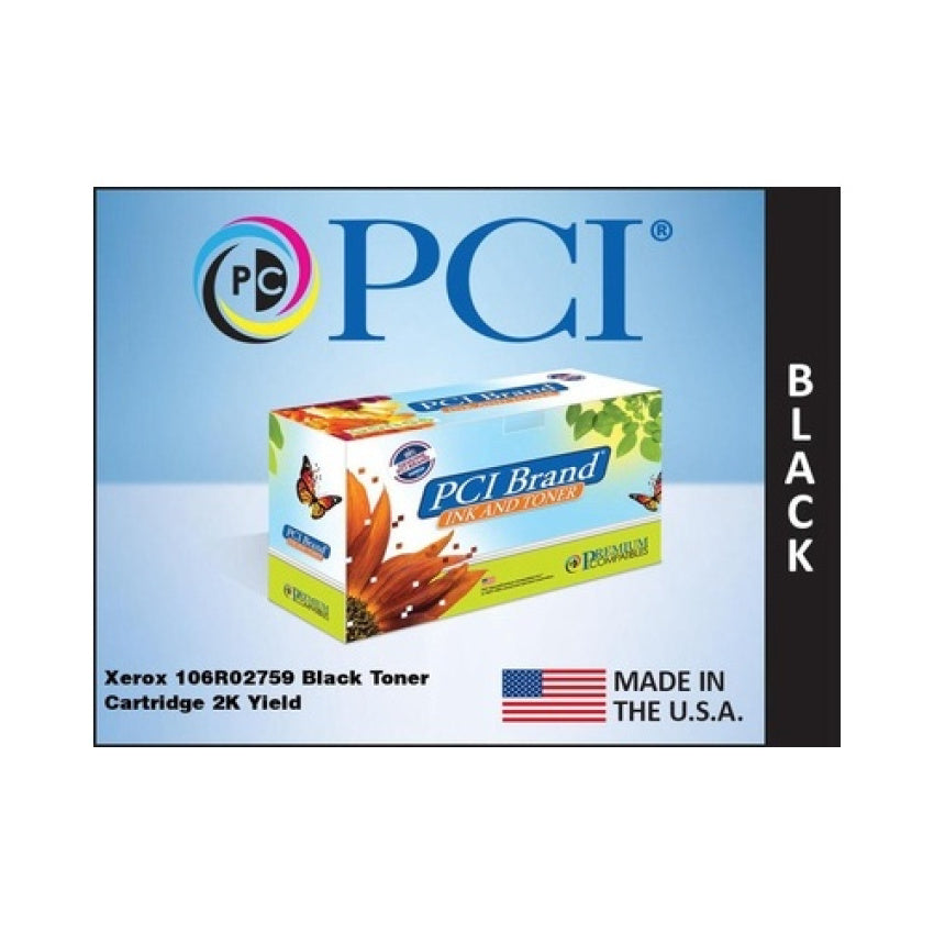 PCI Brand Compatible Xerox 106r02759 Black Toner Cartridge 2000 Page Yield For Xerox 6022/workcentre 6027 Made In Usa (106R02759PCI)