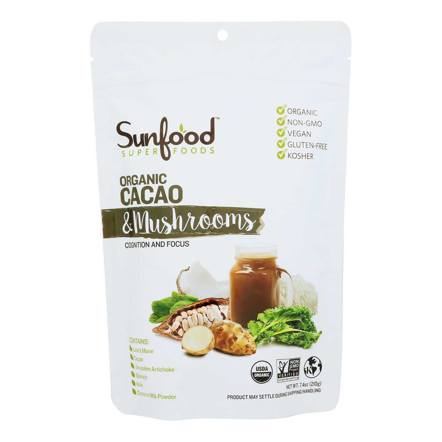 Sunfood - Cacao Powder Mushroom - 1 Each-7.4 Oz