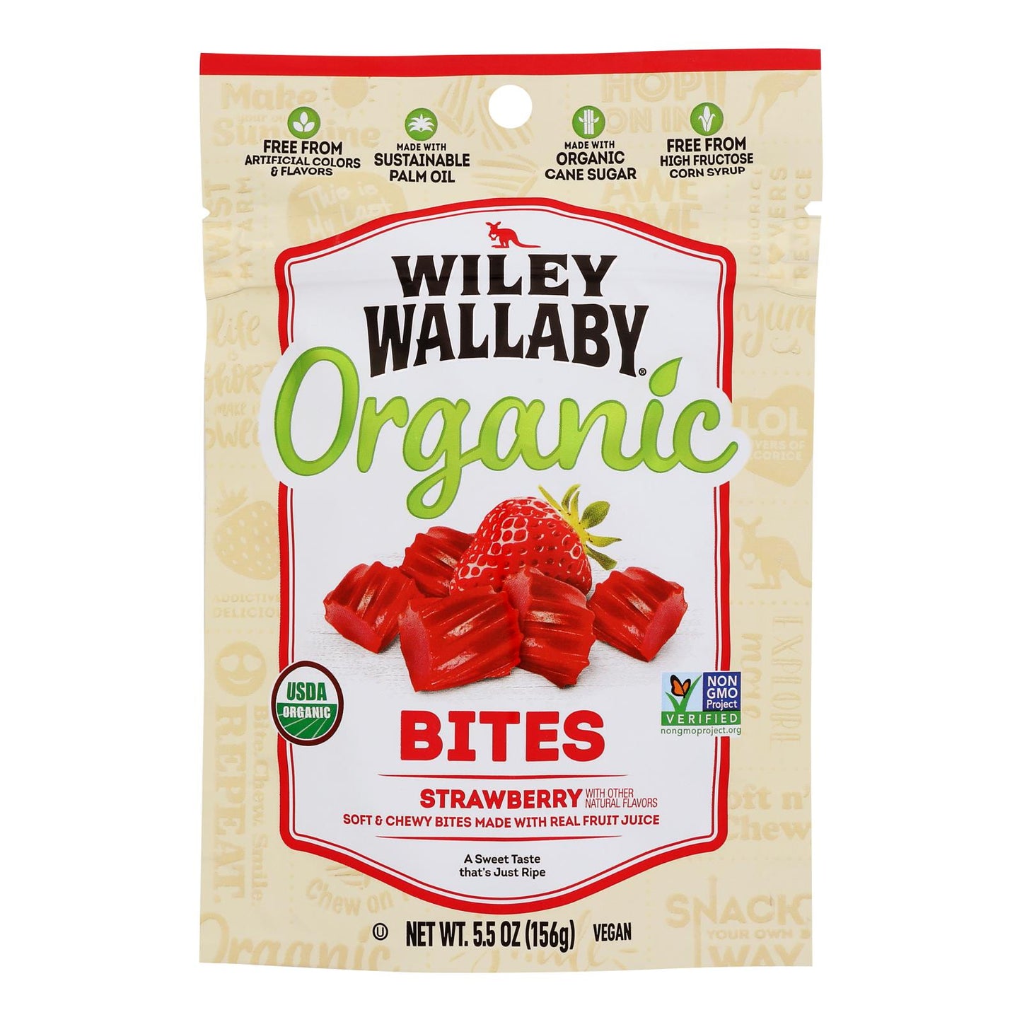Wiley Wallaby - Bites Chwy Strawberry - Case Of 8-5.5 Oz