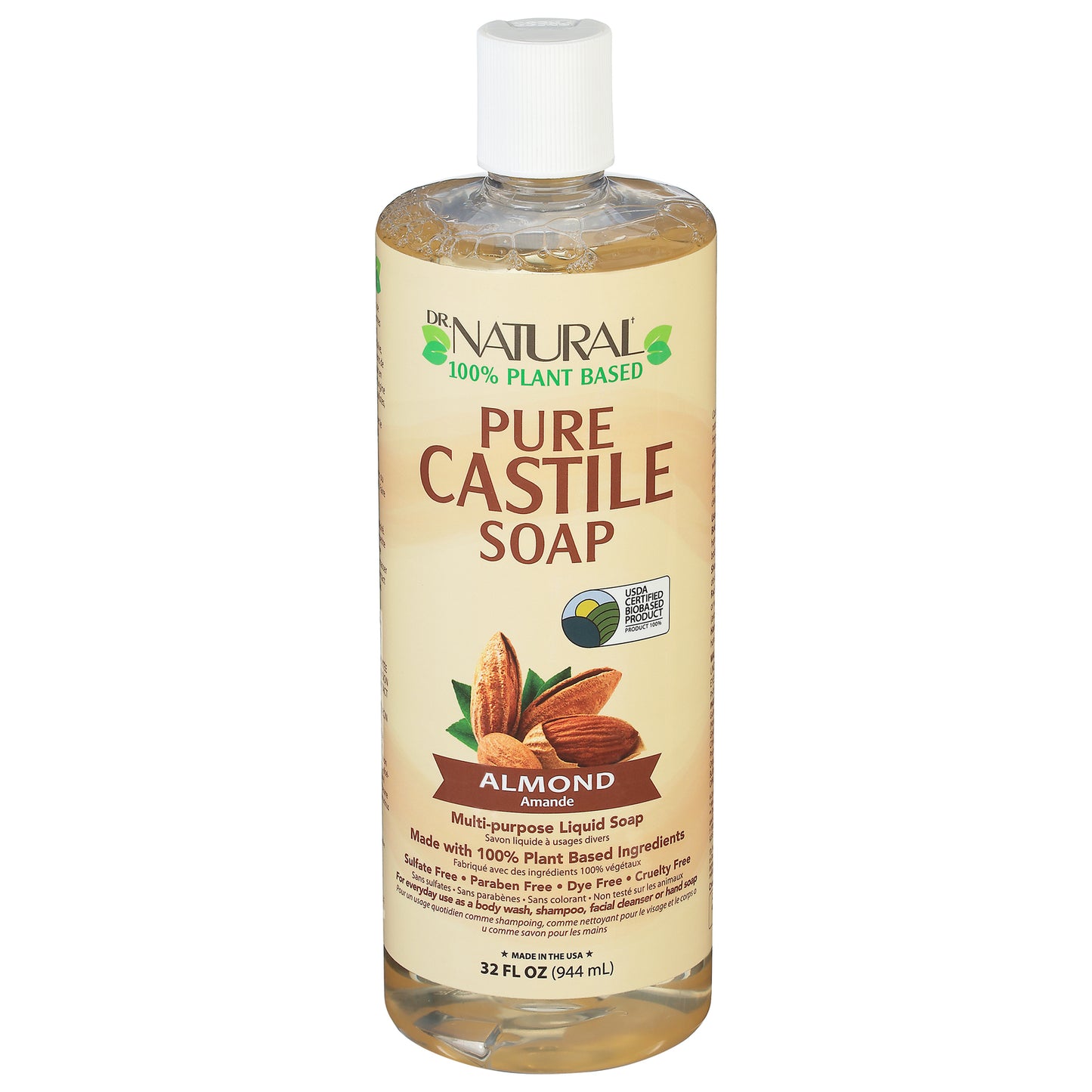 Dr. Natural - Castile Liquid Soap Almond - 1 Each 1-32 Fz