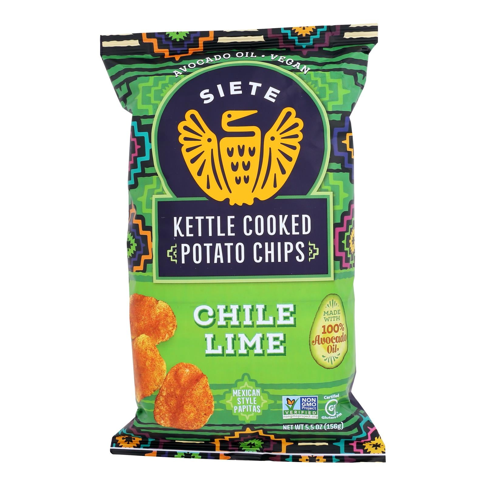 Siete - Kettle Chip Chile Lime - Case Of 6-5.5 Oz