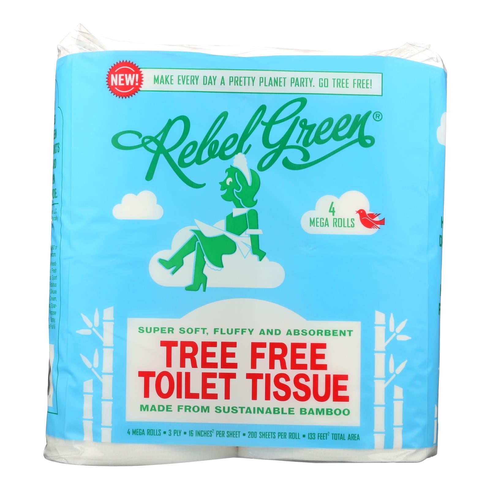 Rebel Green - Tree Free Toilet Tissue - Case Of 18 - 4 Count