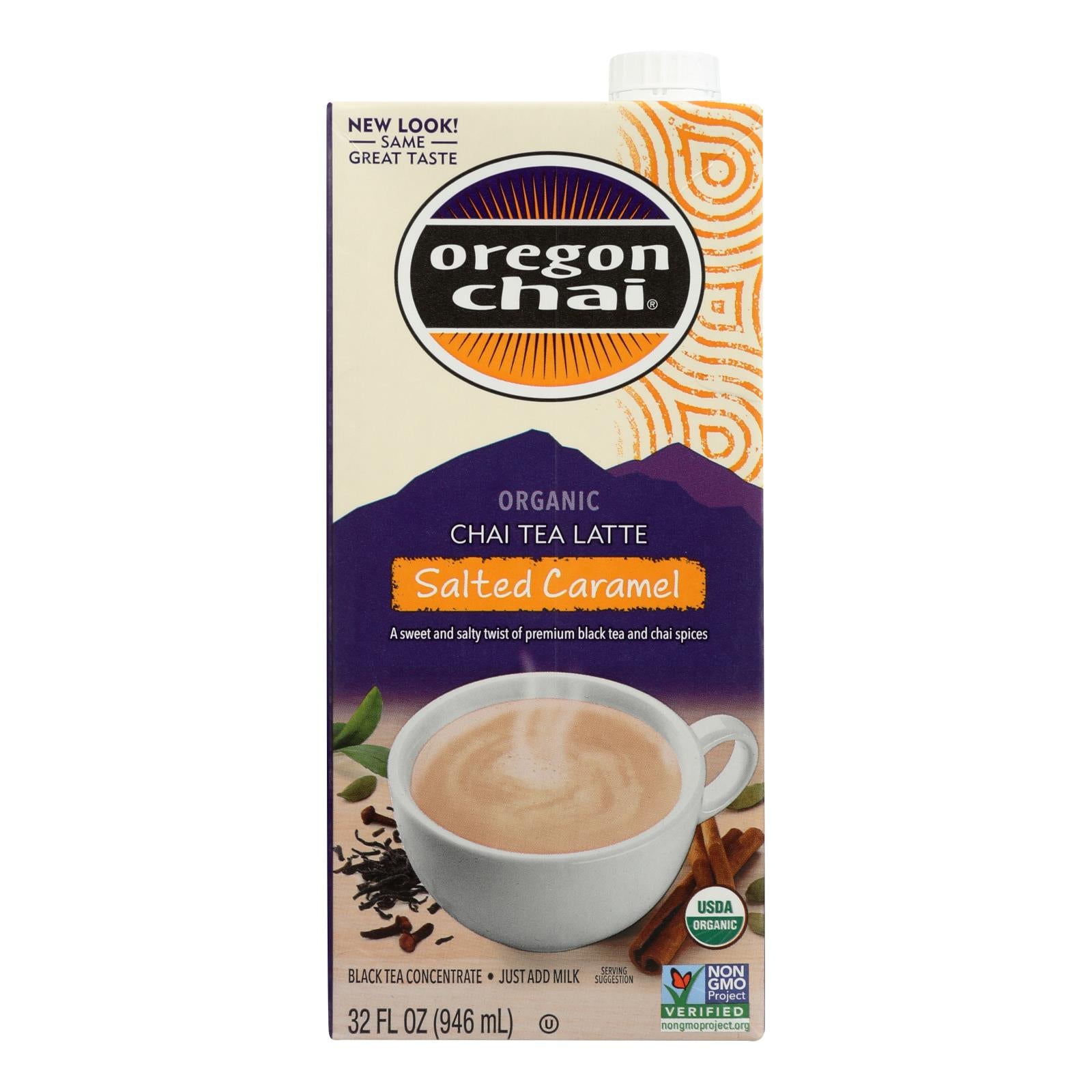 Oregon Chai Tea Latte Concentrate - Salted Caramel - Case Of 6 - 32 Fl Oz.