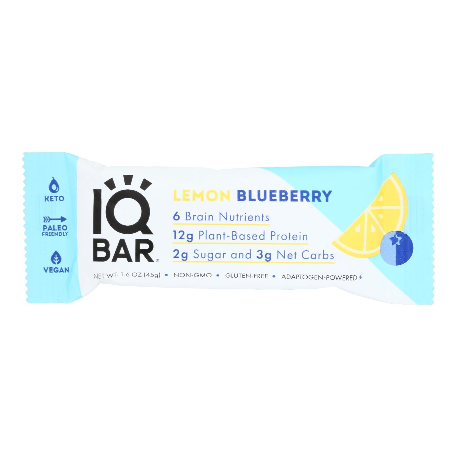 Iq Bar - Bar Lemon Blueberry - Case Of 12 - 1.6 Oz