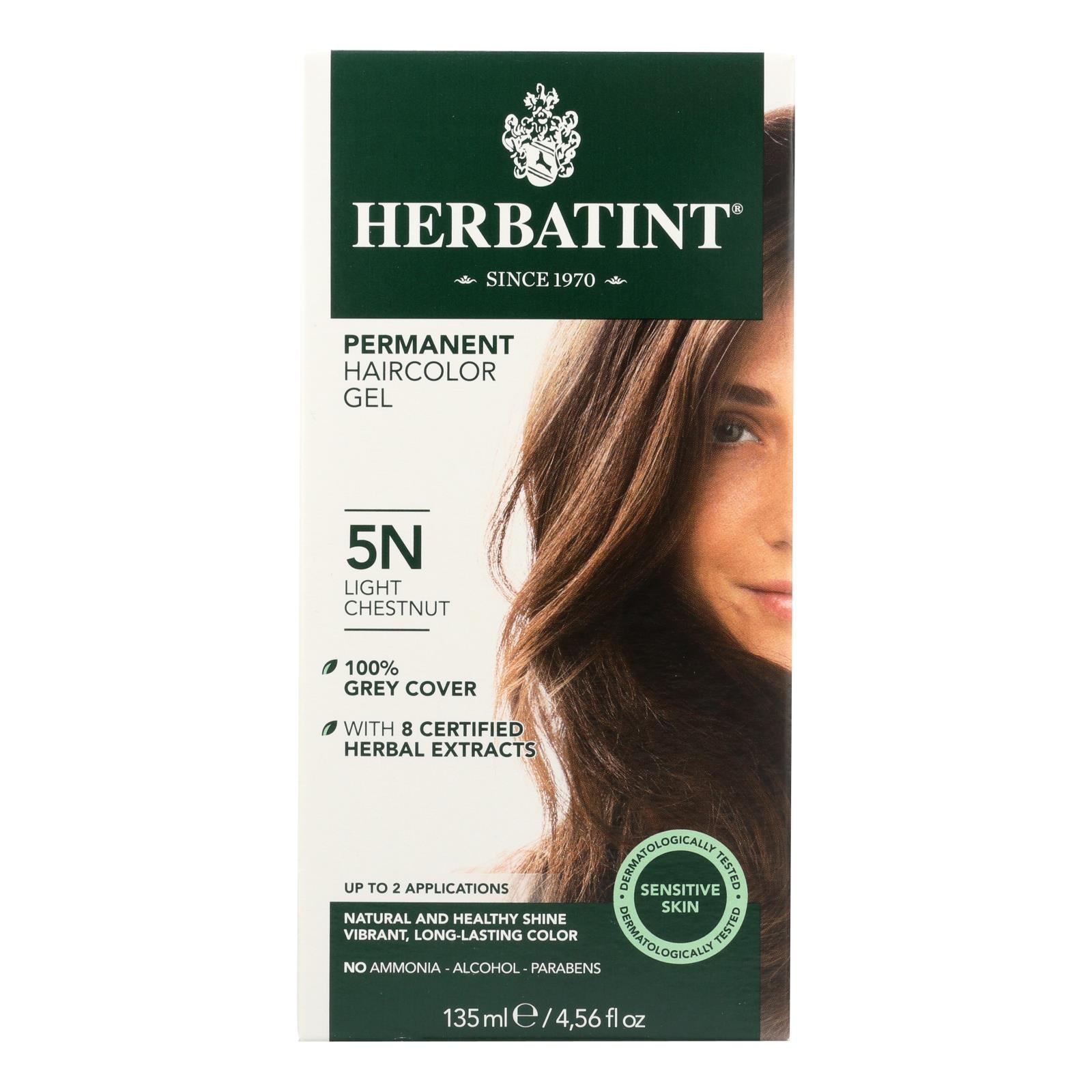 Herbatint Permanent Herbal Haircolour Gel 5n Light Chestnut - 135 Ml