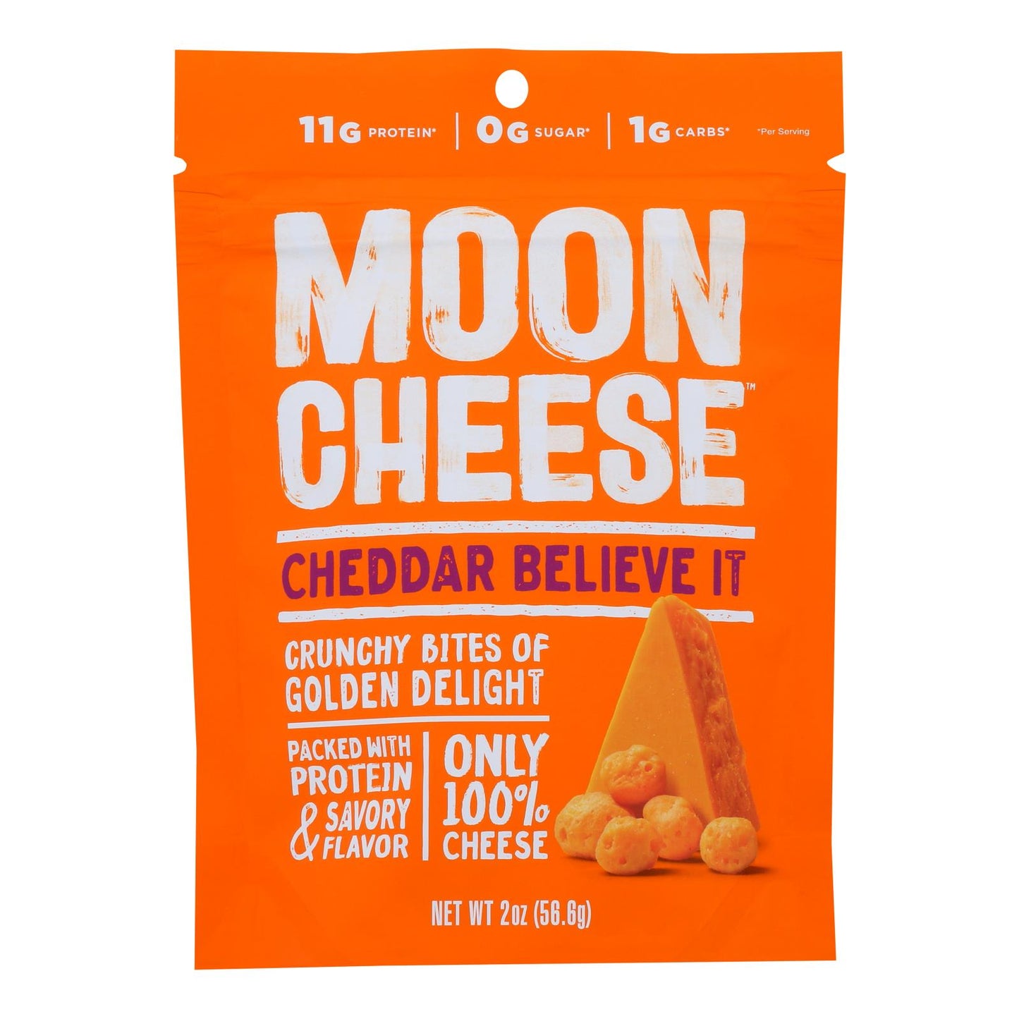 Moon Cheese's Cheddar Dehydrated Cheese Snack - Case Of 12 - 2 Oz