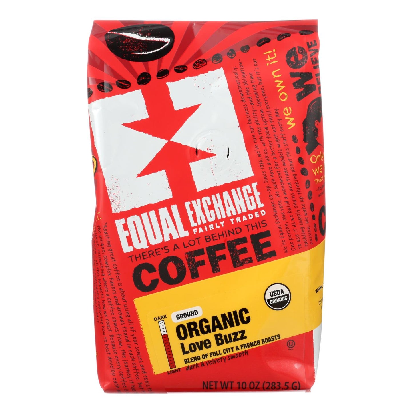 Equal Exchange Authentic Fair Trade Small Farmer Coffee, Love Buzz - Case Of 6 - 12 Oz