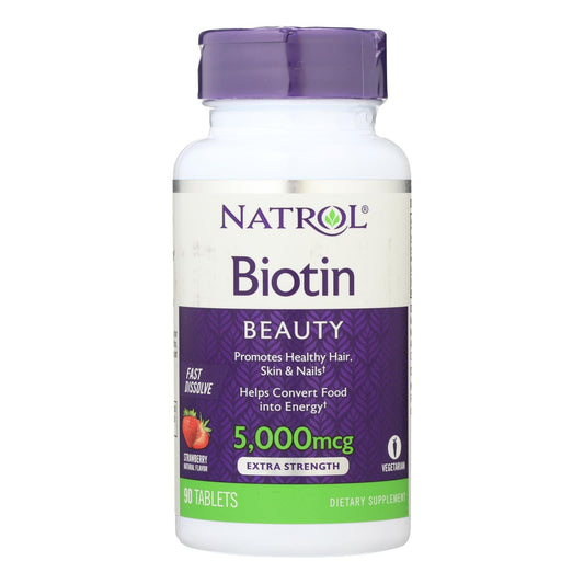 Natrol Biotin - Fast Dissolve - Strawberry - 5000 Mcg - 90 Tablets