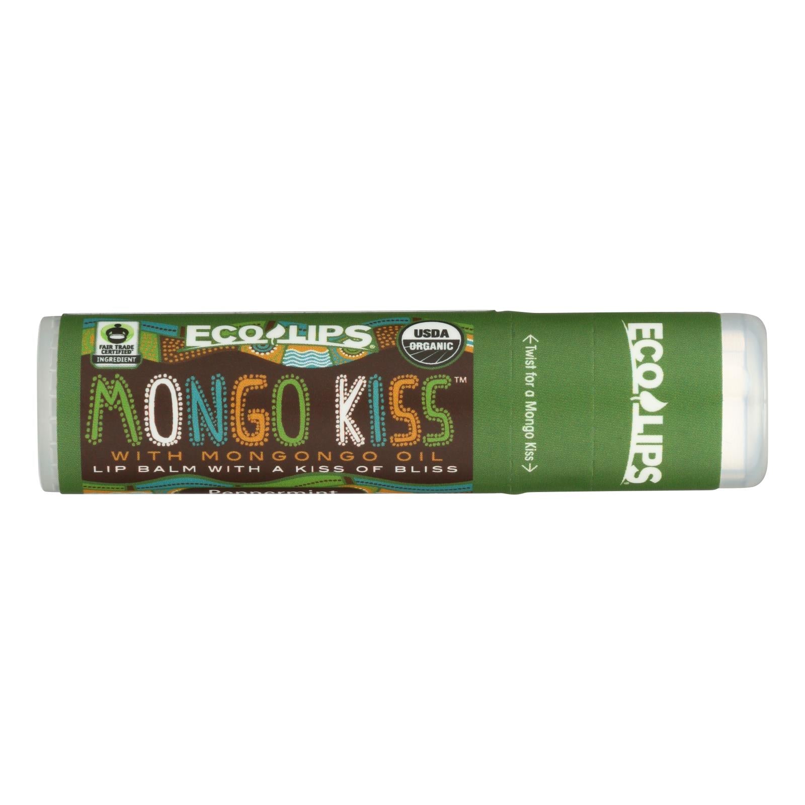 Mongo Kiss Display Center - Lip Balm - Organic - Eco Lips - Peppermint - .25 Oz - Case Of 15