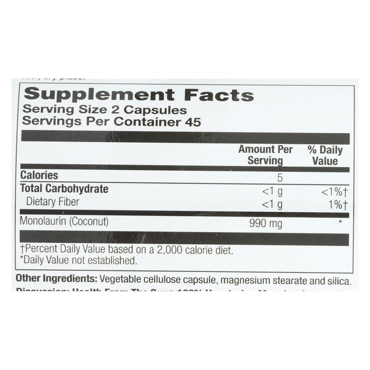 Health From The Sun Monolaurin  - 1 Each - 90 VCAP