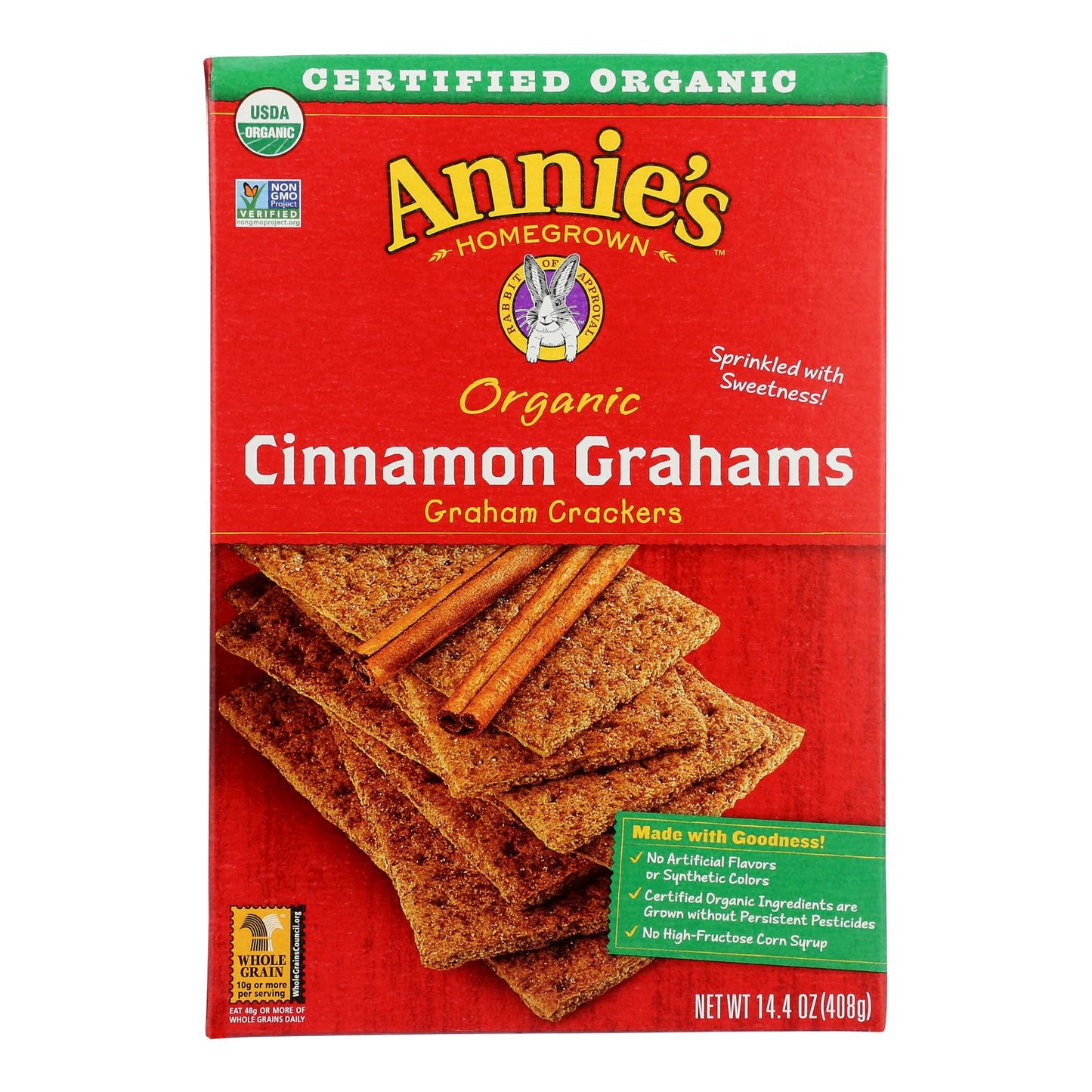 Annie's Homegrown Organic Cinnamon Graham Crackers - Case of 12 - 14.4 oz.