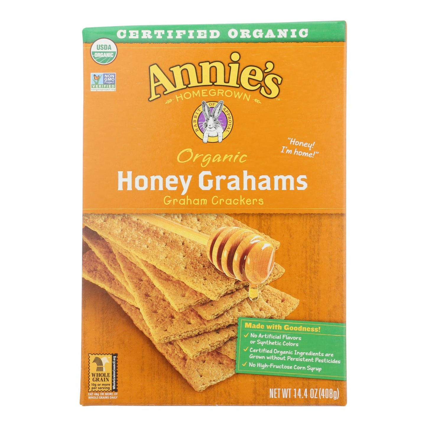 Annie's Homegrown Organic Honey Graham Crackers - Case of 12 - 14.4 oz.