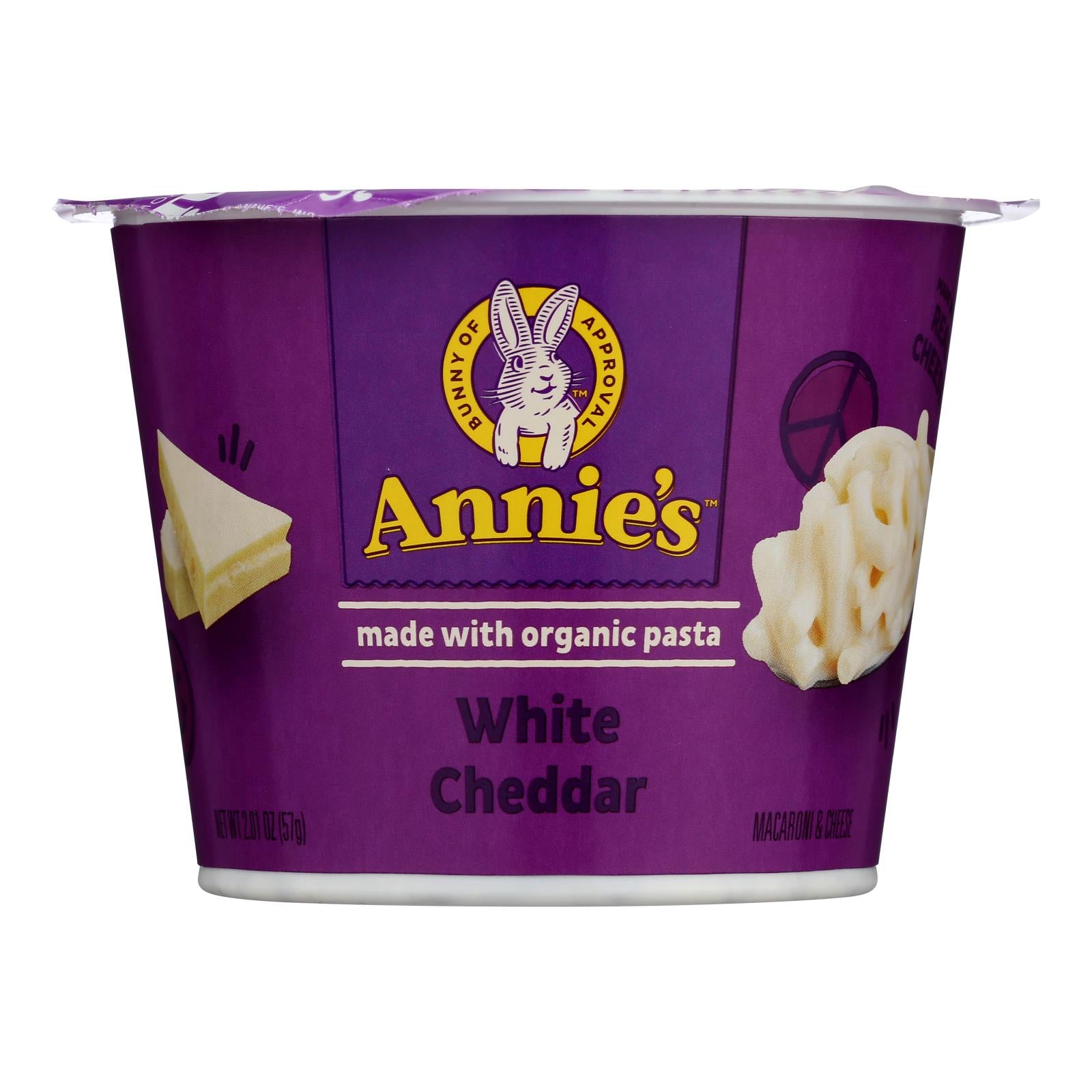 Annie's Homegrown White Cheddar Microwavable Macaroni and Cheese Cup - Case of 12 - 2.01 oz.