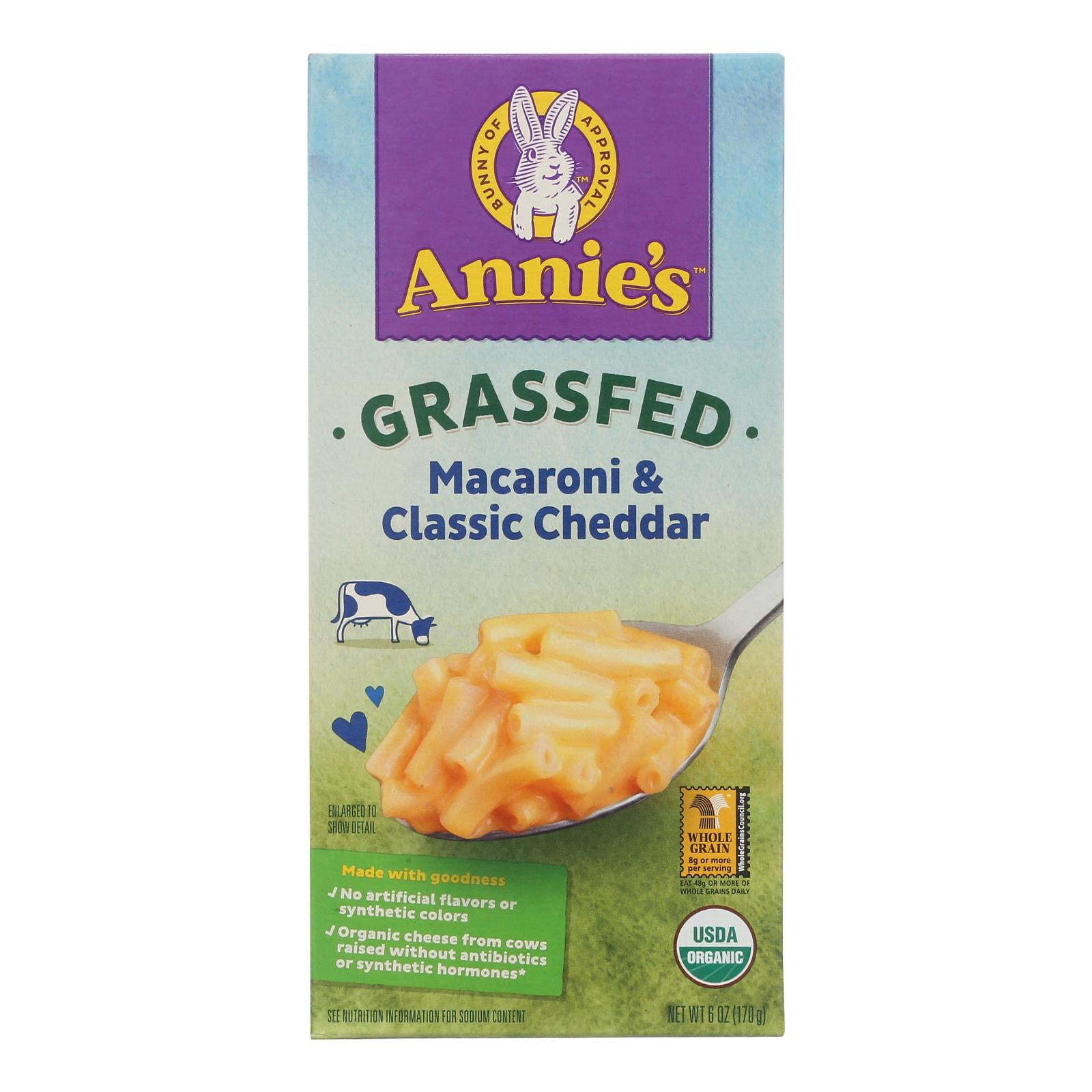 Annies Homegrown Macaroni and Cheese - Organic - Grass Fed - Classic Mild Cheddar - 6 oz - case of 12