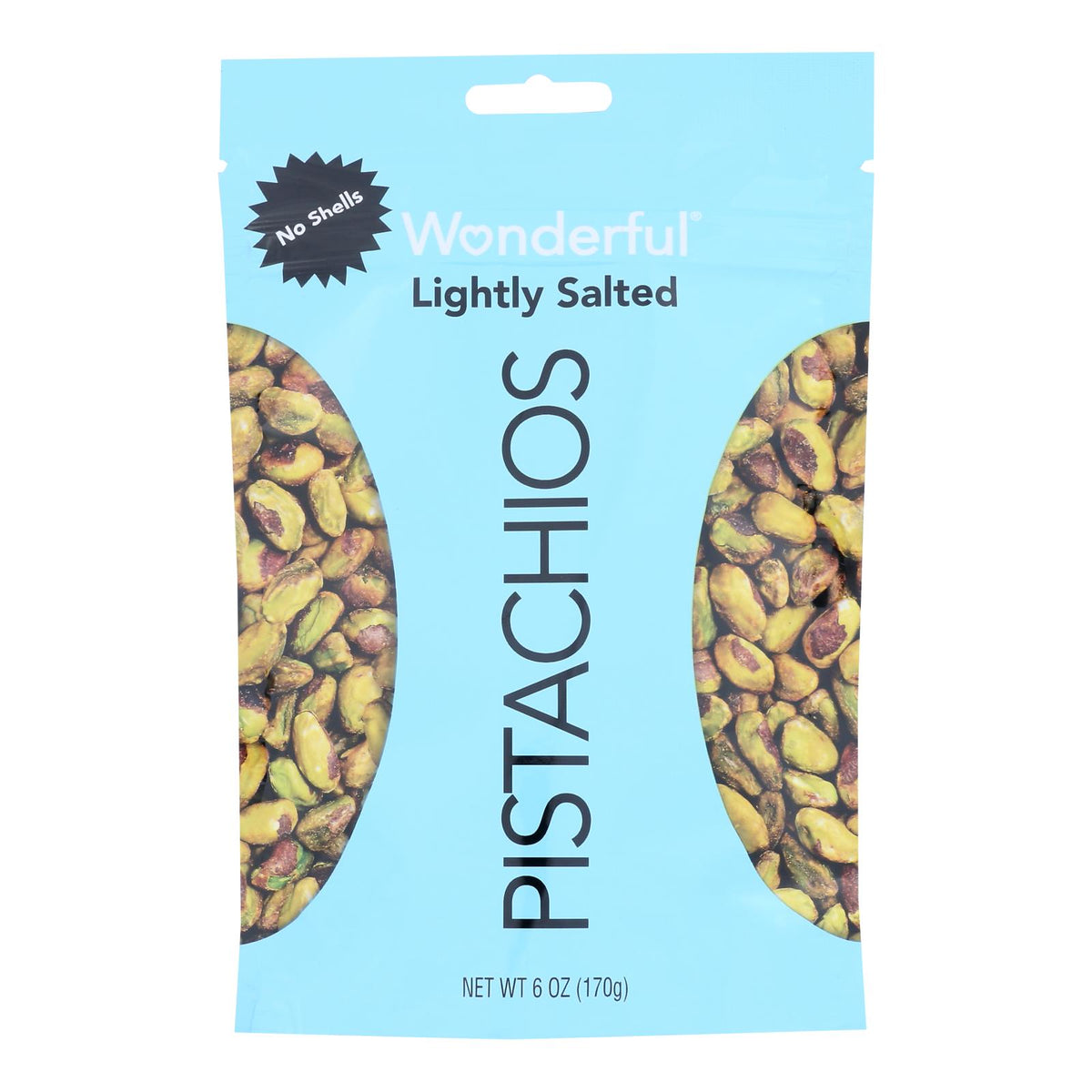 Wonderful Pistachios, No Shells Pistachios Roasted And Lightly Salted, Case Of 10, 6 oz