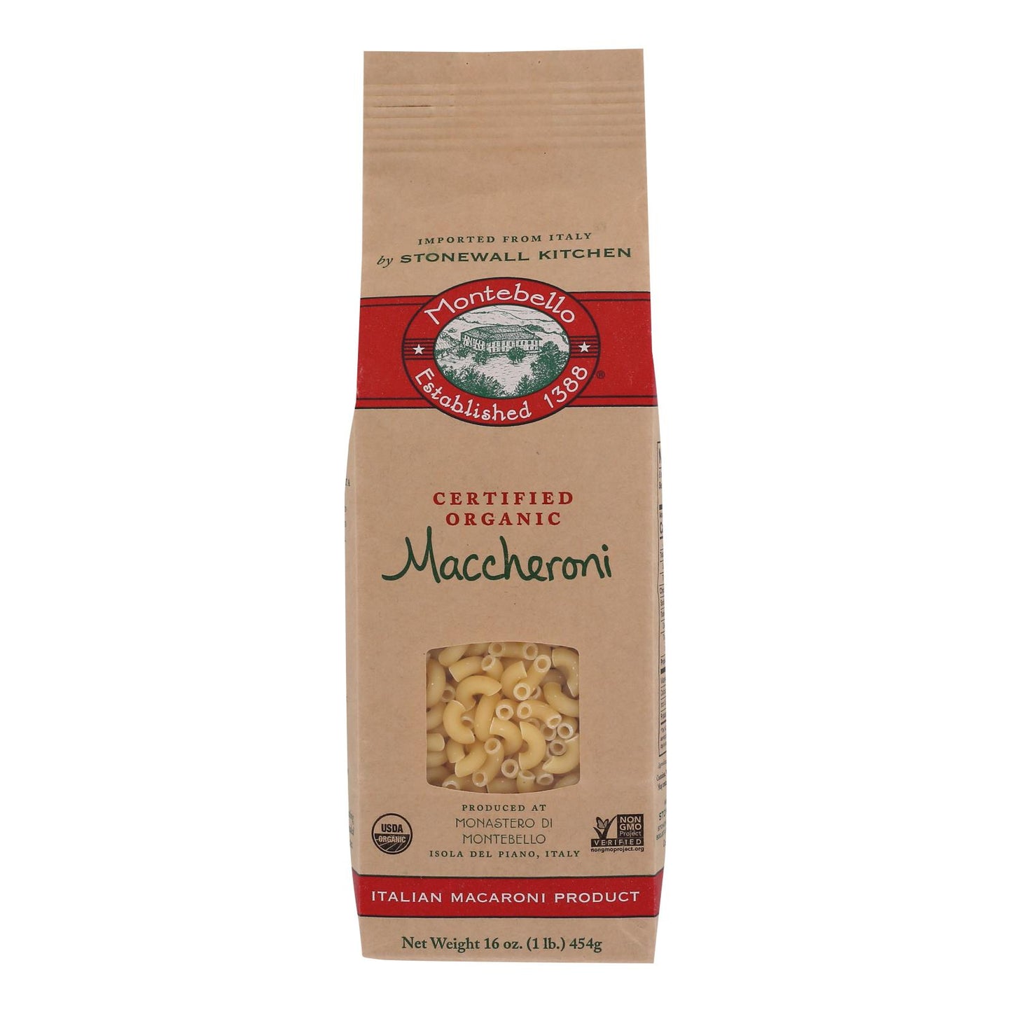 Montebello - Pasta Maccheroni - Case of 12-16 OZ