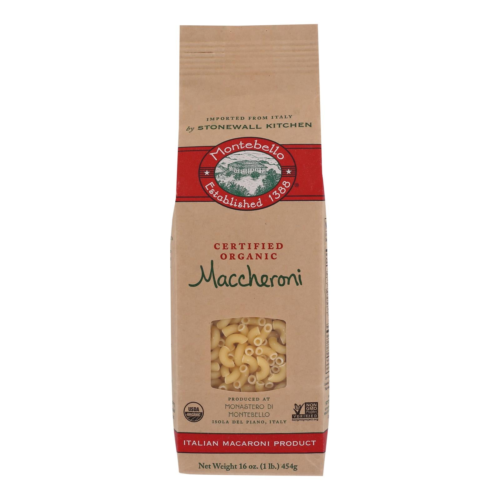 Montebello - Pasta Maccheroni - Case of 12-16 OZ