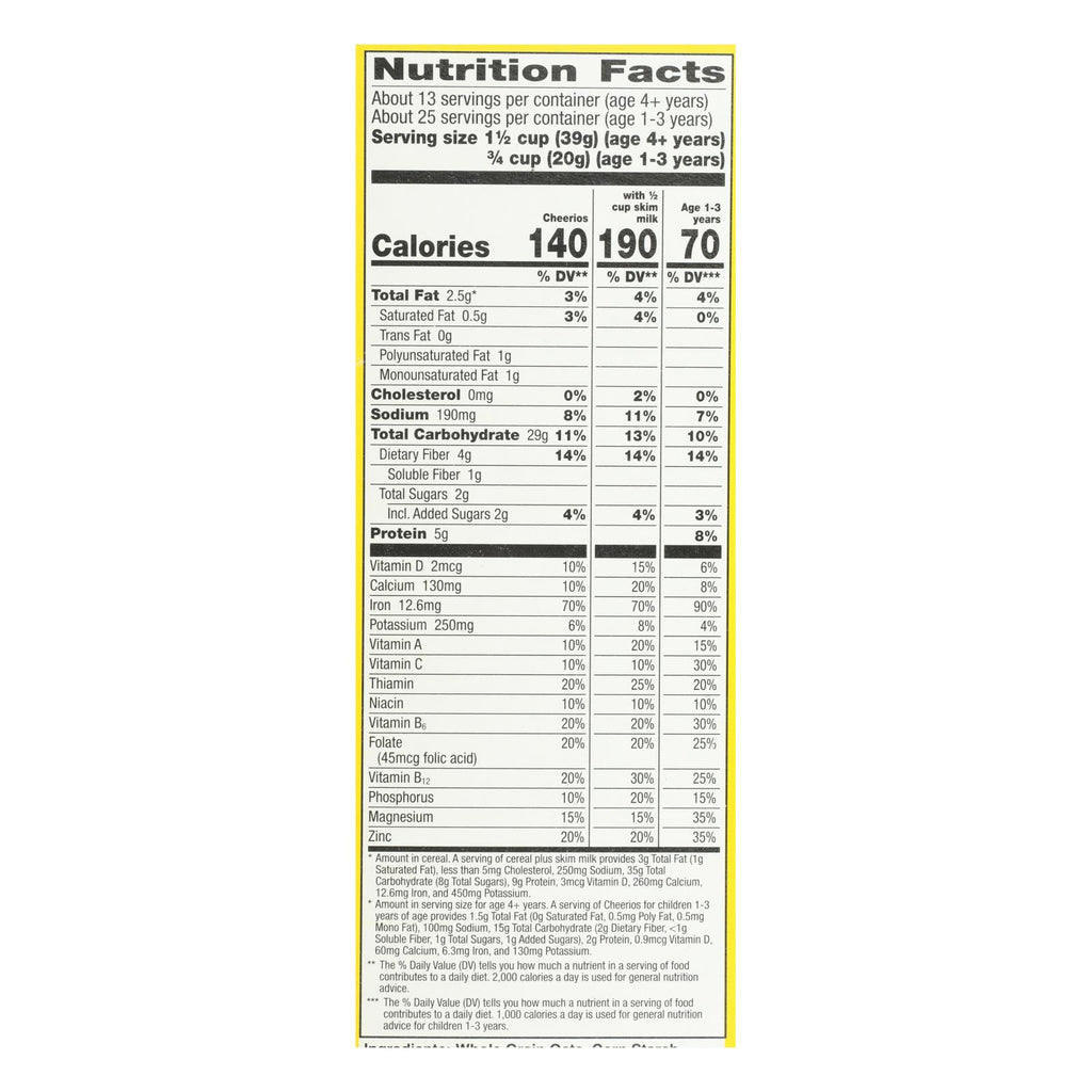 General Mills - Cheerios Oat Cereal - Case of 10-18 OZ