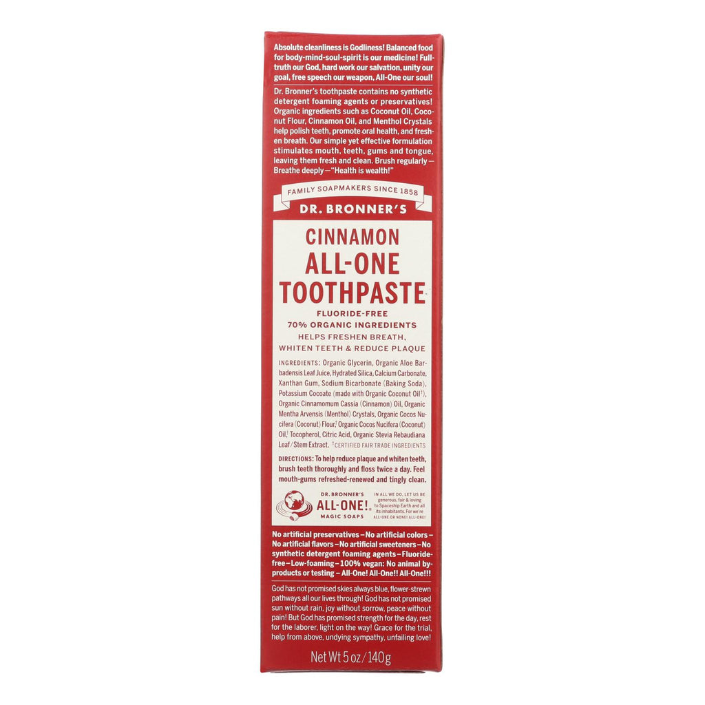 Dr. Bronner's - Tpaste All-one Cinnamon - 1 Each-5 OZ