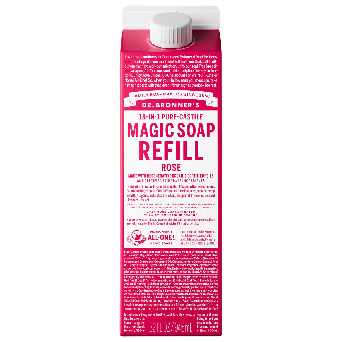 Dr. Bronner's - Sp Og3 18 In 1 Pcms Rose - EA of 1-32 FZ