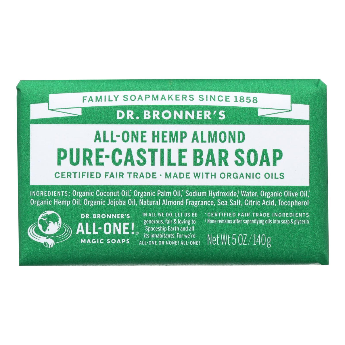 Dr. Bronner's - Bar Soap Almond Hemp - 1 Each-5 OZ