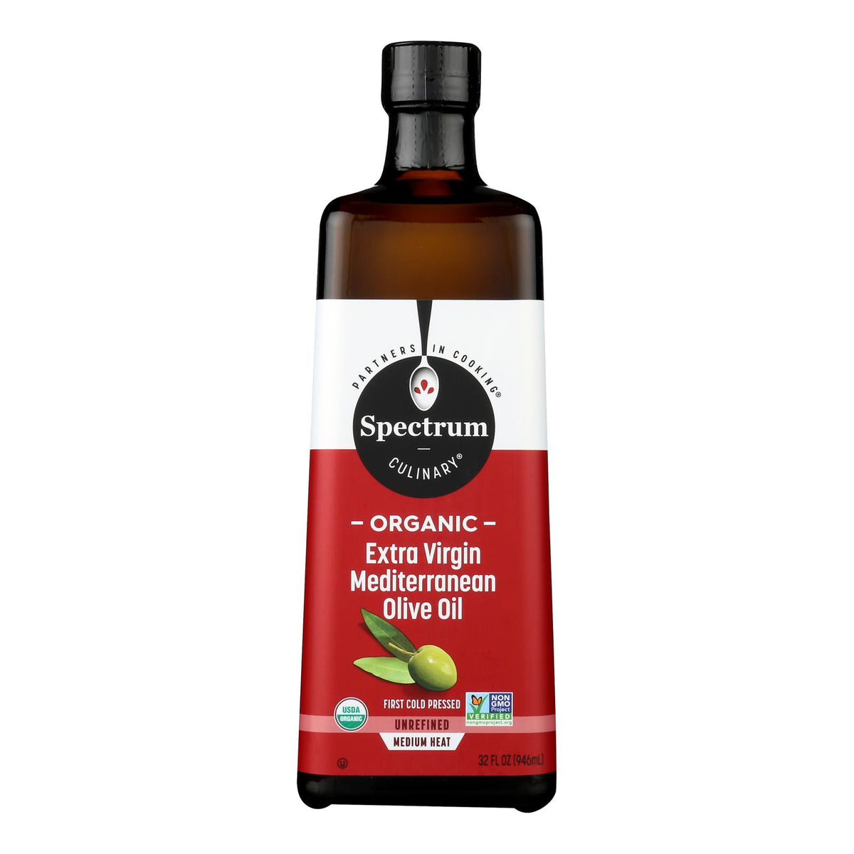 Spectrum Naturals - Olive Oil Organic Medium Trained Extra Virgin - Case of 6-32 Fluid Ounces
