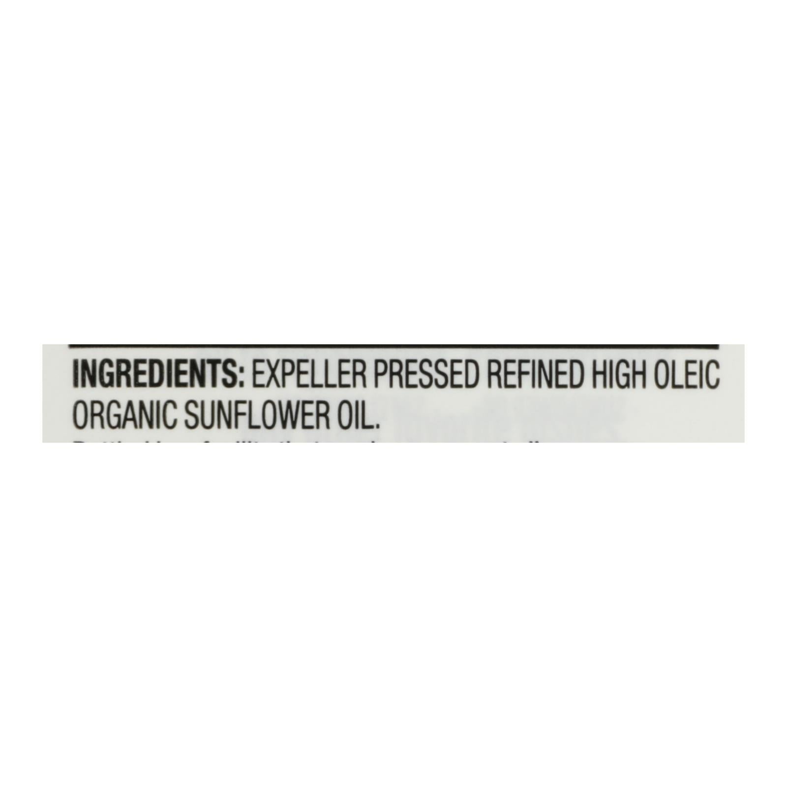 Spectrum Naturals High Heat Refined Organic Sunflower Oil - Case of 12 - 16 Fl oz.