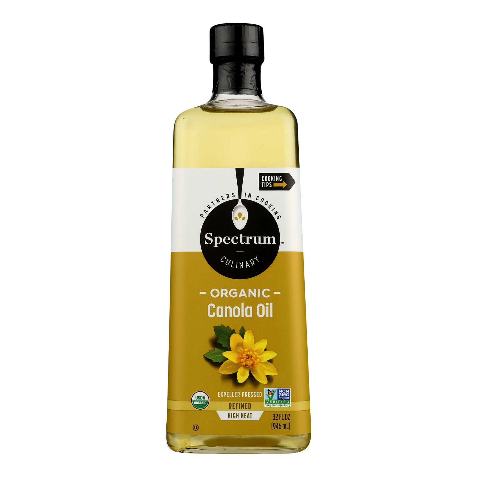 Spectrum Naturals Organic Refined Canola Oil - Case of 12 - 32 Fl oz.