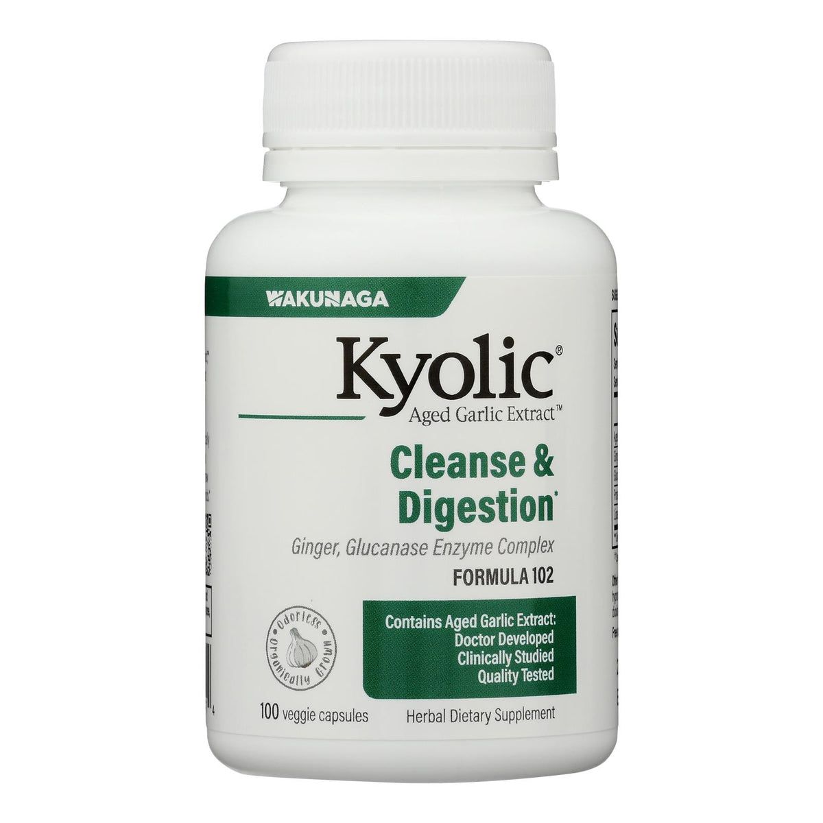 Kyolic - Aged Garlic Extract Candida Cleanse and Digestion Formula 102 - 100 Vegetarian Capsules