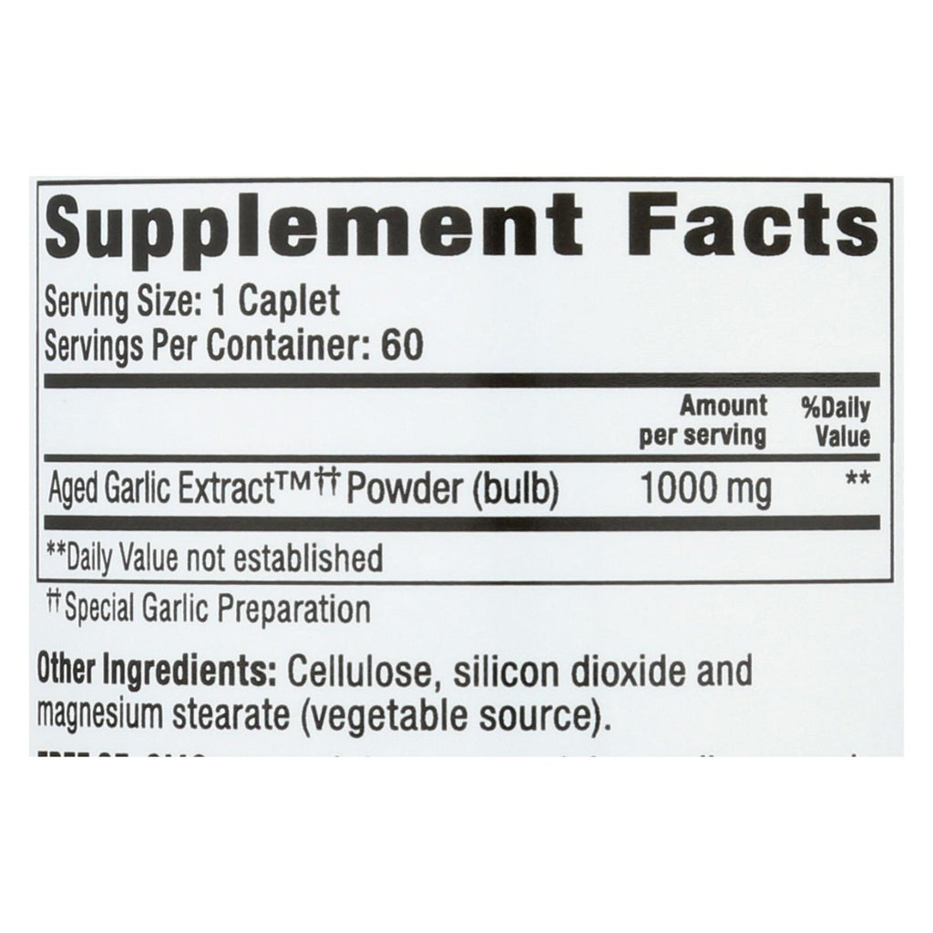 Kyolic - Aged Garlic Extract One Per Day Cardiovascular - 1000 mg - 60 Caplets
