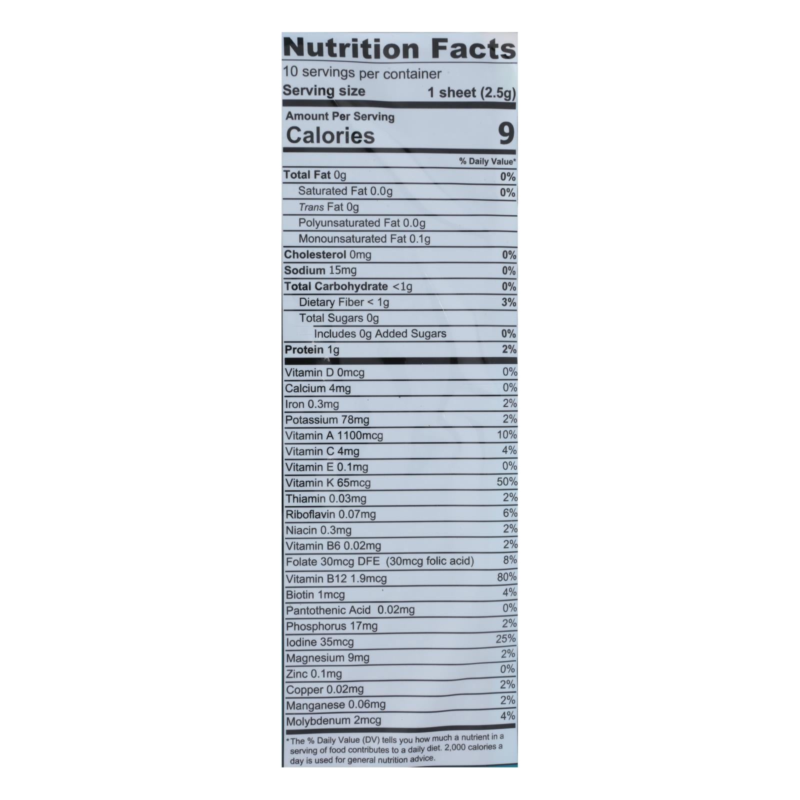 Emerald Cove Organic Pacific Nori - Untoasted Hoshi - Silver Grade - .9 oz - Case of 6
