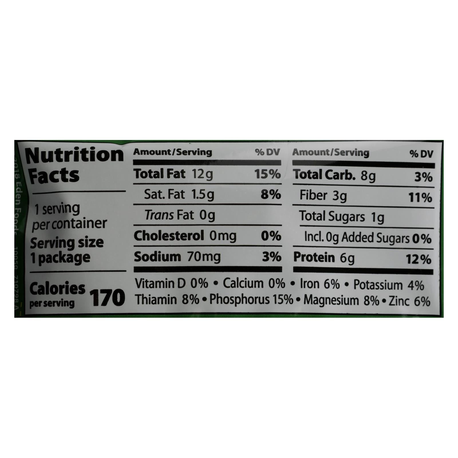 Eden Foods Organic Pocket Snacks - Pistachios - Shelled and Dry Roasted - 1 oz - Case of 12