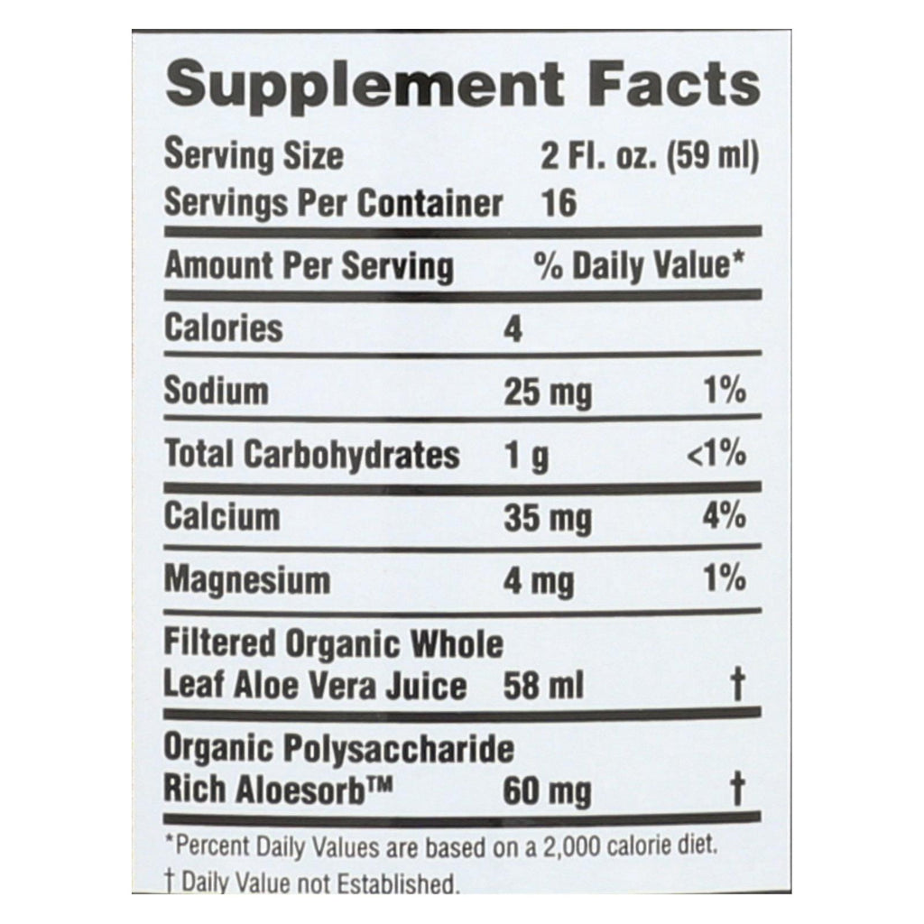 Lily Of The Desert - Aloe Vra Juice Whole Leaf - 1 Each -32 FZ