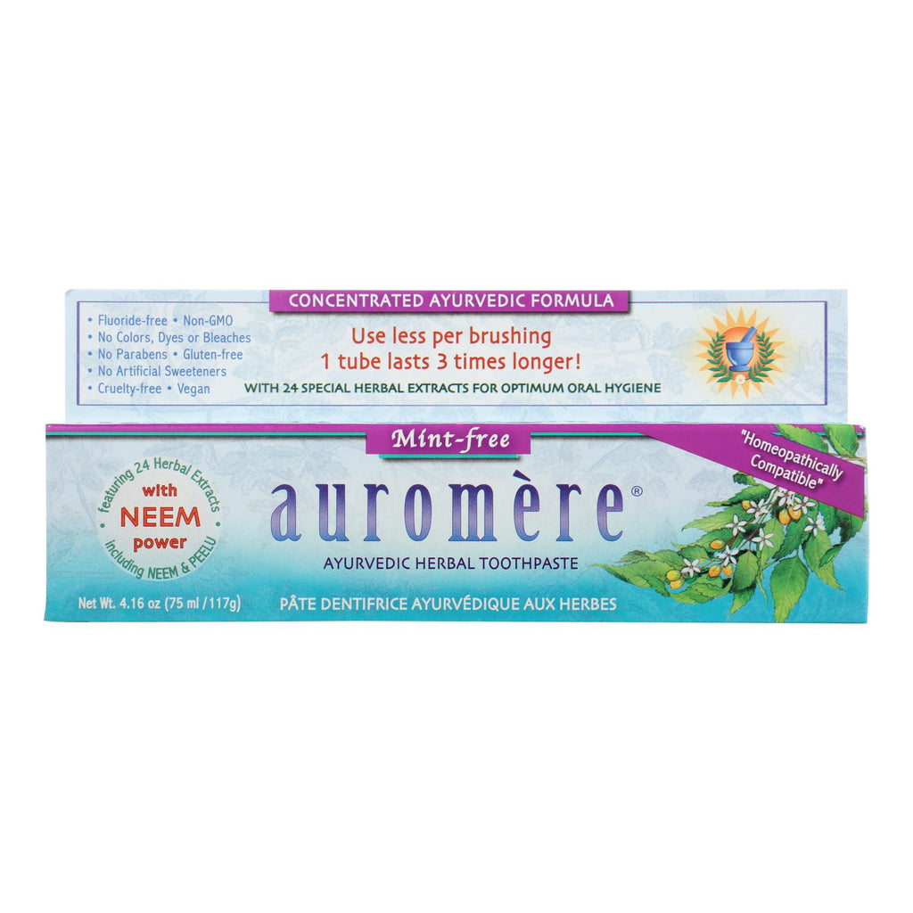 Auromere Toothpaste - Mint-Free - Case of 1 - 4.16 oz.