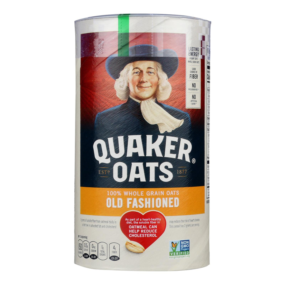 Quaker 100% Whole Grain Old Fashioned Oats  - Case of 12 - 18 OZ