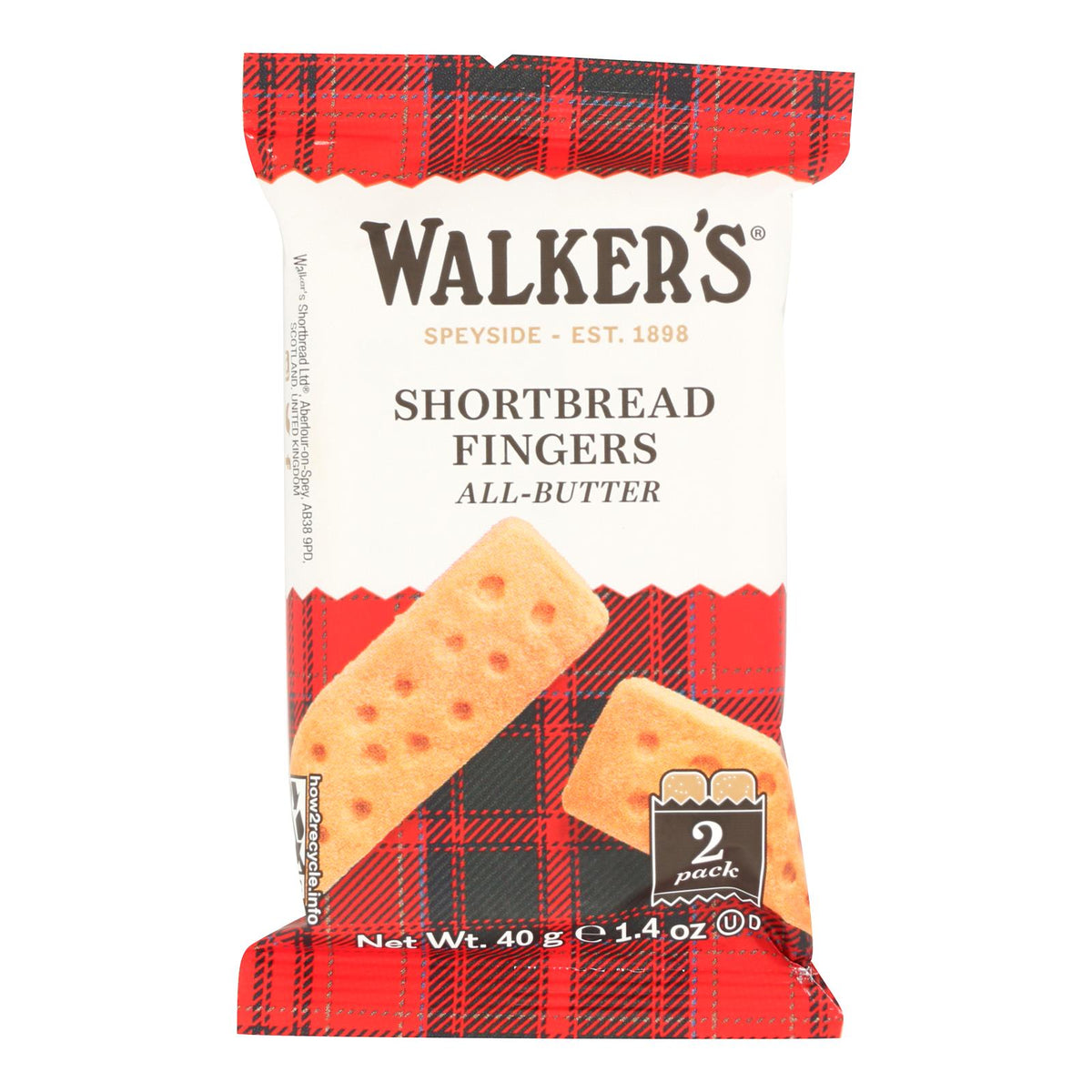 Walkers Shortbread Fingers 2 Count - Case of 24 - 1.4 oz