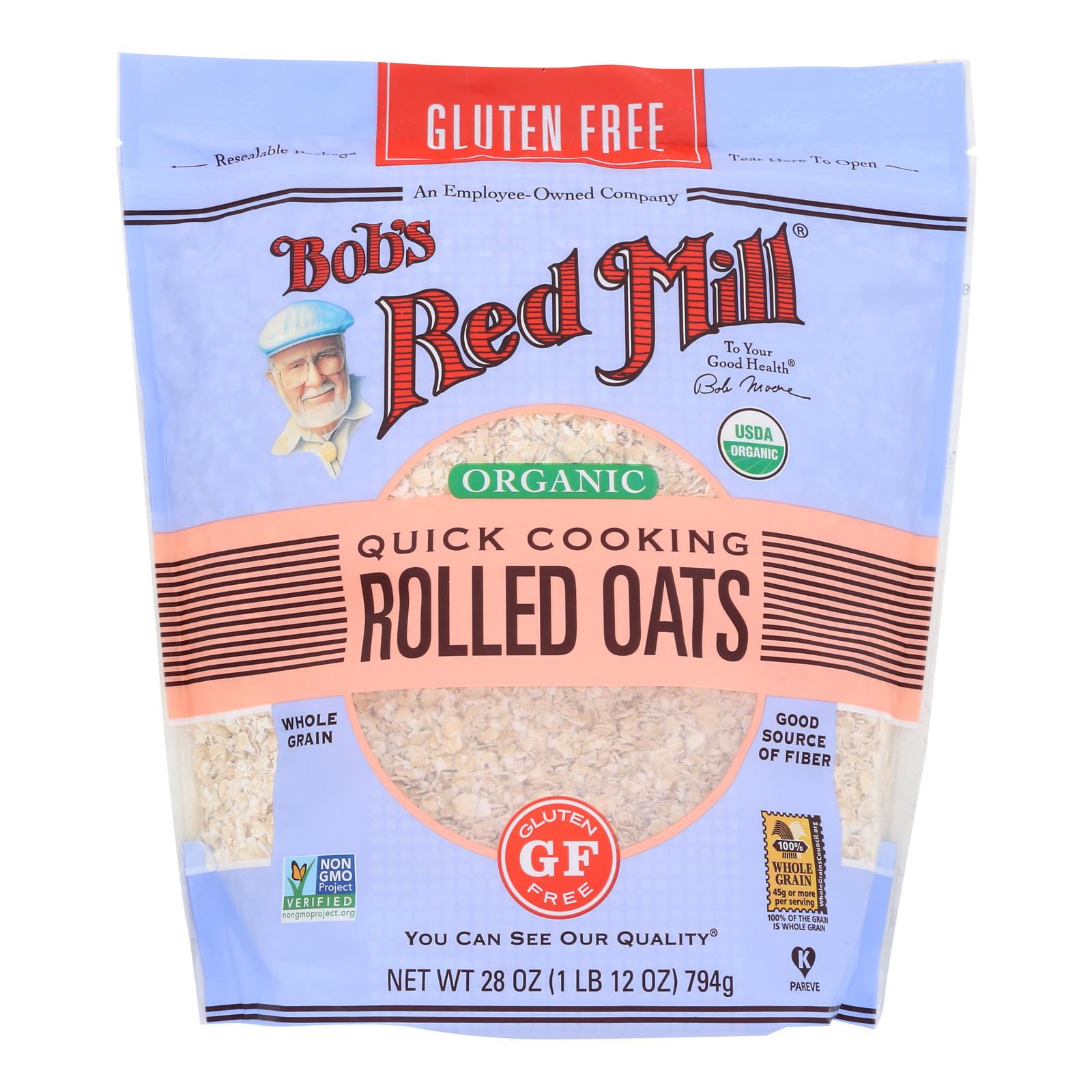Bob's Red Mill - Organic Quick Cooking Rolled Oats - Gluten Free - Case of 4-28 OZ